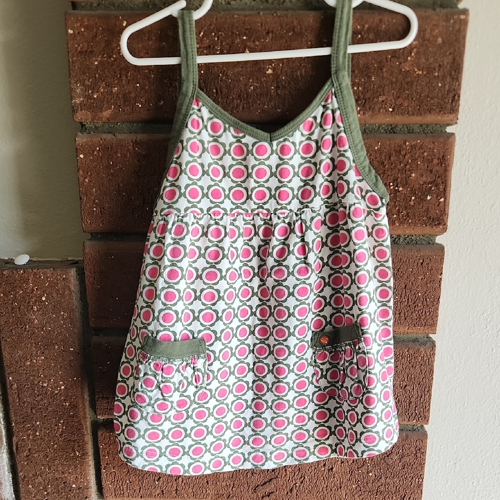 Roxy Pink and Green Polka Dot Top EUC
